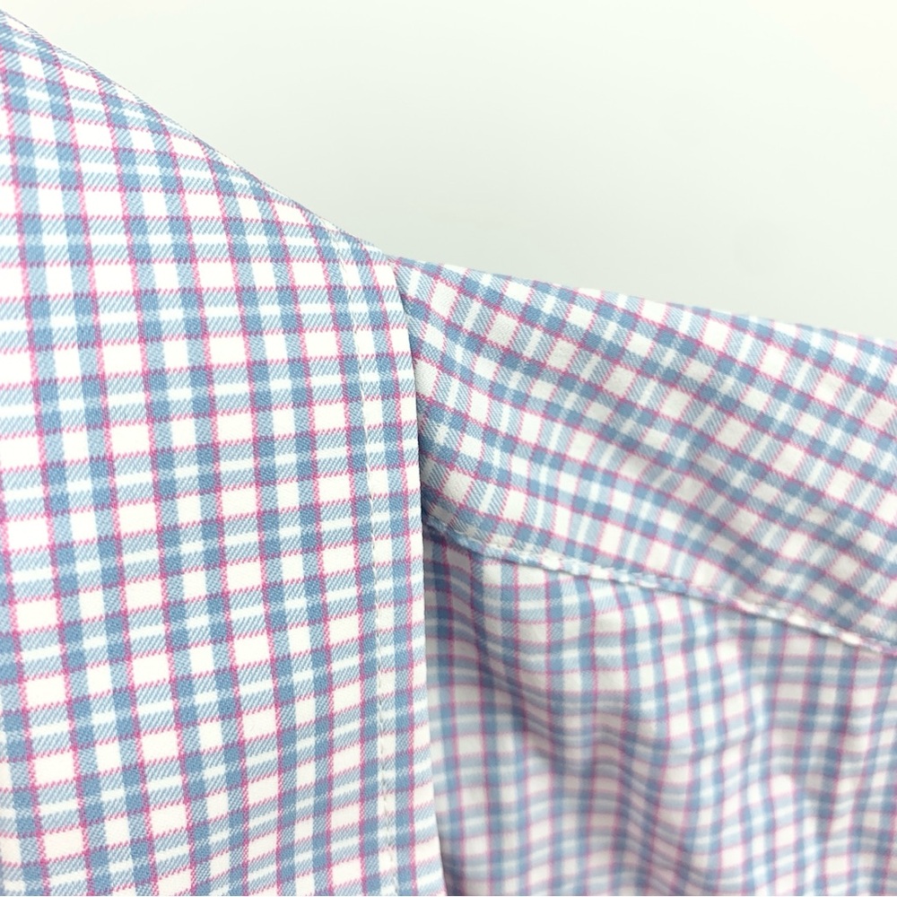 Untuckit Men Size‎ XXL Shirt Button Down Long Sleeve Top Blue Pink Check Nylon - Picture 3 of 6